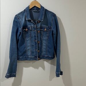 Noisy May Women’s Denim Jacket Sm Classic Blue Jean Jacket Fitted Stretch Coat